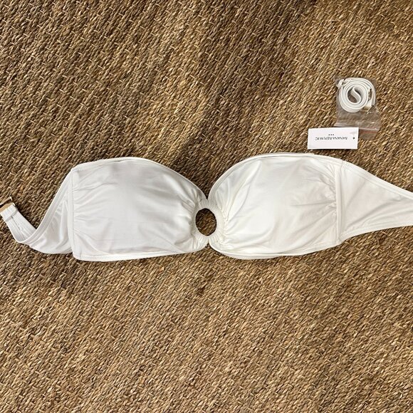 NWT BANANA REPUBLIC WHITE Ring Bandeau BIKINI/Swim Top SIZE LARGE - Picture 1 of 2
